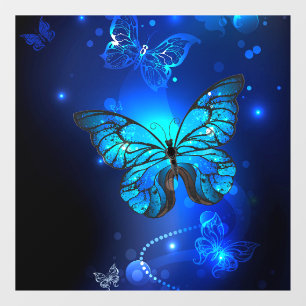 Morpho Butterfly in de donkere achtergrond Raamsticker