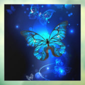 Morpho Butterfly in de donkere achtergrond Raamsticker (Vel 3)