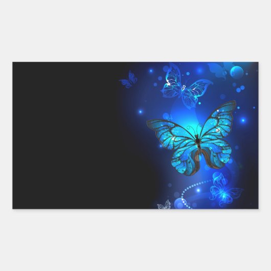 Morpho Butterfly in de donkere achtergrond Rechthoekige Sticker (Voorkant)