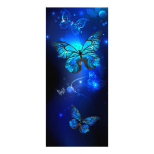 Morpho Butterfly in de donkere achtergrond Reclamekaart