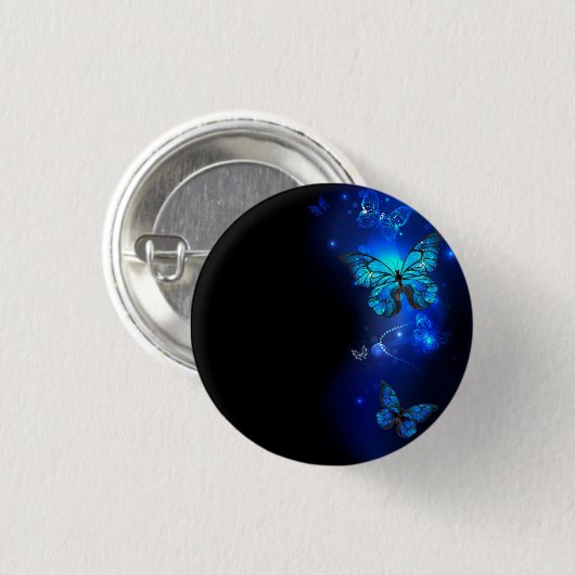 Morpho Butterfly in de donkere achtergrond Ronde Button 3,2 Cm (Voorkant /achterkant)