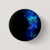 Morpho Butterfly in de donkere achtergrond Ronde Button 3,2 Cm (Voorkant)