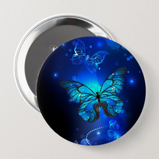 Morpho Butterfly in de donkere achtergrond Ronde Button 4,0 Cm (Voorkant /achterkant)