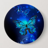 Morpho Butterfly in de donkere achtergrond Ronde Button 4,0 Cm (Voorkant)