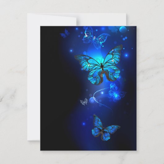 Morpho Butterfly in de donkere achtergrond Save The Date (Voorkant)