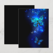 Morpho Butterfly in de donkere achtergrond Save The Date (Voorkant / Achterkant)