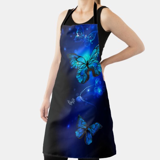 Morpho Butterfly in de donkere achtergrond Schort (Insitu)