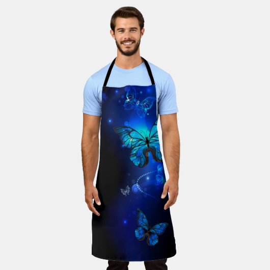 Morpho Butterfly in de donkere achtergrond Schort (Gedragen)
