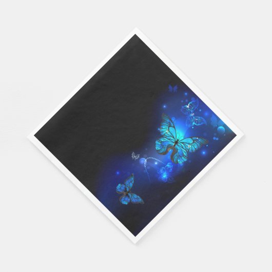 Morpho Butterfly in de donkere achtergrond Servet (Hoek)