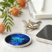 Morpho Butterfly in de donkere achtergrond Sleutelhanger (Zijkant)