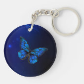 Morpho Butterfly in de donkere achtergrond Sleutelhanger (Achterkant)