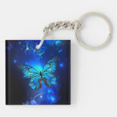 Morpho Butterfly in de donkere achtergrond Sleutelhanger (Achterkant)