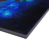 Morpho Butterfly in de donkere achtergrond Snijplank (Hoek)