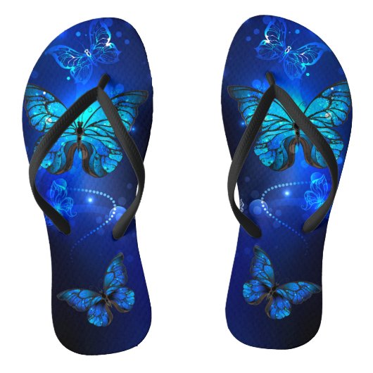 Morpho Butterfly in de donkere achtergrond Teenslippers (Voetbed)