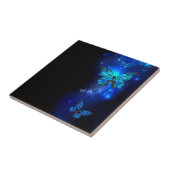 Morpho Butterfly in de donkere achtergrond Tegeltje (Zijkant)