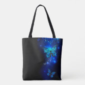 Morpho Butterfly in de donkere achtergrond Tote Bag (Achterkant)