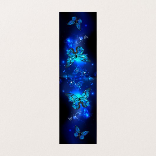 Morpho Butterfly in de donkere achtergrond Visitekaartje (Buitenkant ongevouwen)