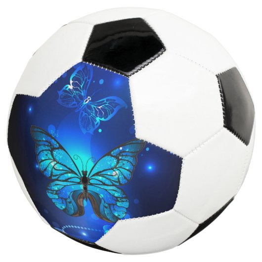 Morpho Butterfly in de donkere achtergrond Voetbal (Drie kwart)