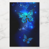 Morpho Butterfly in de donkere achtergrond Wijn Etiket (Enkel label)