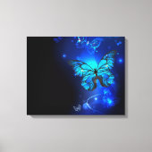 Morpho Butterfly in the Dark Background Canvas Afdruk (Voorkant)