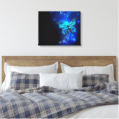 Morpho Butterfly in the Dark Background Canvas Afdruk (Insitu (Slaapkamer))