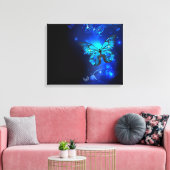 Morpho Butterfly in the Dark Background Canvas Afdruk (Insitu (Woonkamer))