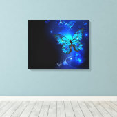 Morpho Butterfly in the Dark Background Canvas Afdruk (Insitu (Houten vloer))