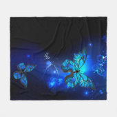 Morpho Butterfly in the Dark Background Fleece Deken (Voorkant (Horizontaal))