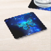 Morpho Butterfly in the Dark Background Kartonnen Onderzetters (Gebogen)