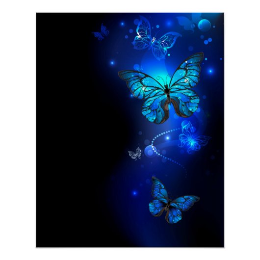 Morpho Butterfly in the Dark Background Perfect Poster (Voorkant)