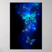 Morpho Butterfly in the Dark Background Poster (Voorkant)