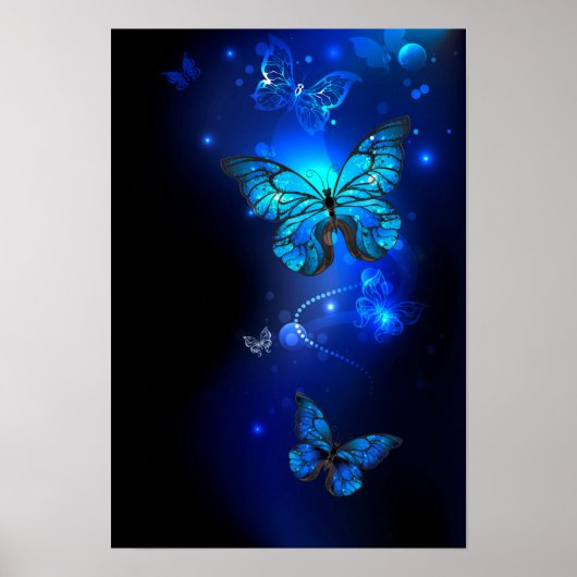 Morpho Butterfly in the Dark Background Poster (Voorkant)