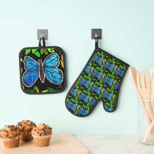 Morpho Butterfly Ovenwant & Pannenlap Set