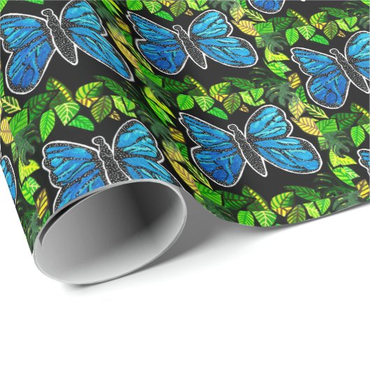 Morpho Butterfly Wrapping Paper Cadeaupapier (Rol Hoek)