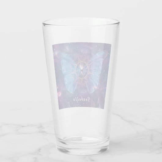 Morpho vlinder / Galaxy Mandala Glas (Achterkant)