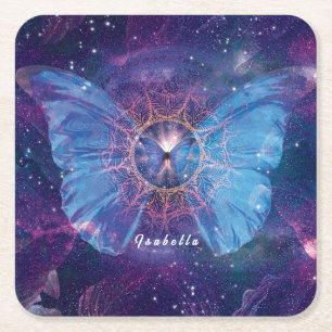Morpho vlinder / Galaxy Mandala Papier Onderzetter
