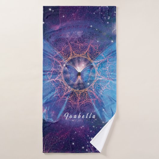 Morpho vlinder / Galaxy Mandala Papier Onderzetter Badhanddoek (Badhanddoek)