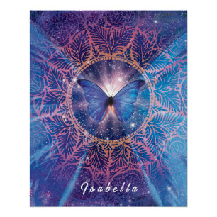Morpho vlinder / Galaxy Mandala Perfect Poster