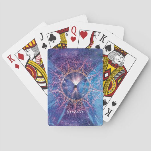 Morpho vlinder / Galaxy Mandala Pokerkaarten (Achterkant)