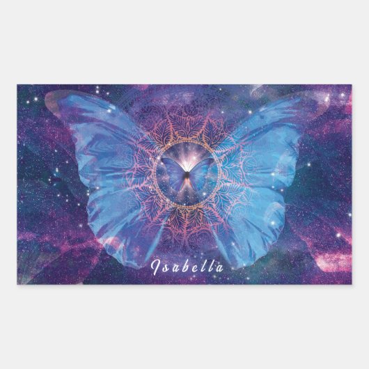 Morpho vlinder / Galaxy Mandala Rechthoekige Sticker (Voorkant)