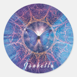 Morpho vlinder / Galaxy Mandala Ronde Sticker