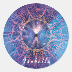Morpho vlinder / Galaxy Mandala Ronde Sticker