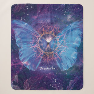 Morpho vlinder / Galaxy Mandala Sherpa Deken