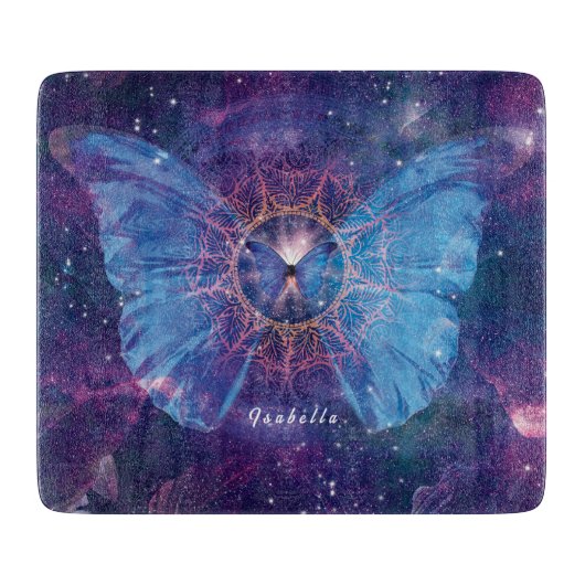 Morpho vlinder / Galaxy Mandala Sherpa Deken Snijplank (Voorkant)
