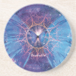 Morpho vlinder / Galaxy Mandala Zandsteen Onderzetter