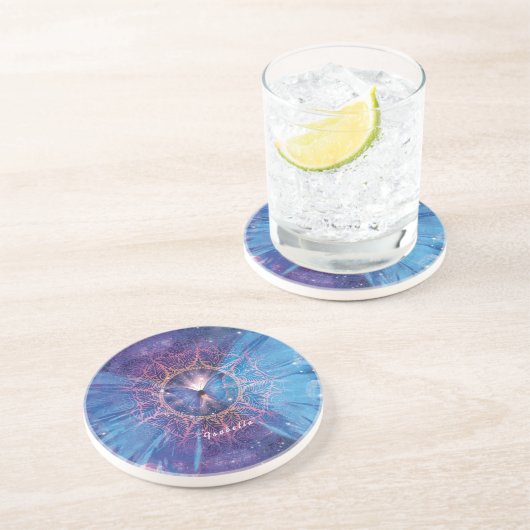 Morpho vlinder / Galaxy Mandala Zandsteen Onderzetter (Zijkant)