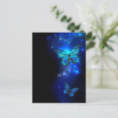 Morpho Vlinder in de Donkere Achtergrond Briefkaart (Staand voorkant)