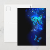 Morpho Vlinder in de Donkere Achtergrond Briefkaart (Voorkant / Achterkant)