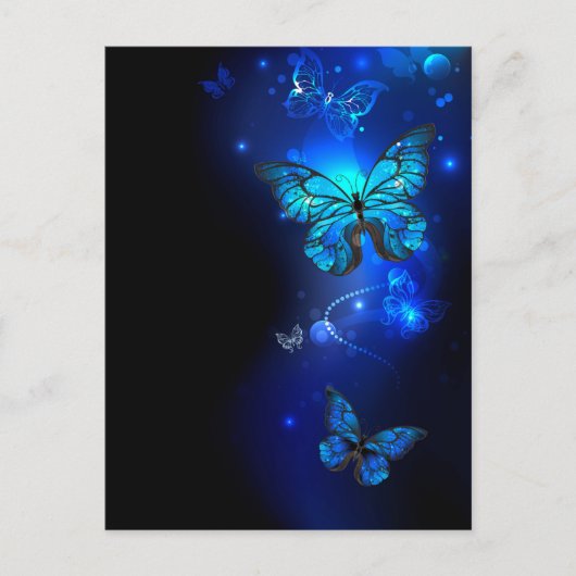 Morpho Vlinder in de Donkere Achtergrond Briefkaart (Voorkant)