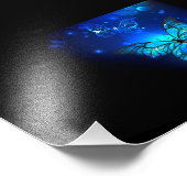 Morpho Vlinder in de Donkere Achtergrond Foto Afdruk (Hoek)